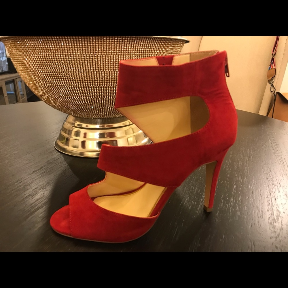 Red Jessica Simpson Suede Strap Heel